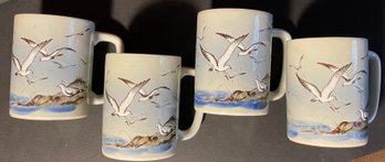 Set Of 4 Vintage Otagiri Seagull Mugs - Made In Japan
