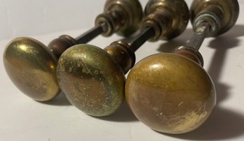 Vintage Brass Doorknob Salvage - 3 Sets