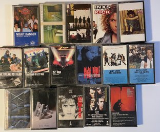 Lot Of 16 Classic Rock Cassettes U2, ZZ Top, Hootie, INXS- See Pics For Artists & Titles