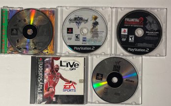 5 Playstation Video Games - Kingdom Hearts, Spyro, Fullmetal Alchemist 2, WWF War Zone, NBA Live 98