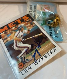 NY Mets Lenny Dykstra Signed 1986 Topps Rookie Card & 1986 World Series Ring Shea Stadium Promotional Giveaway