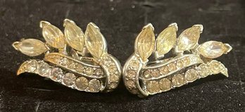 Vintage Pair Coro Signed Rhinestone Earrings