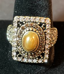 Heidi Daus Ring Faux Pearl With Crystals Ring Size 12