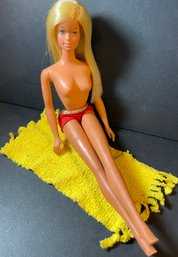 Vintage Mattel Japan 1966 Malibu Barbie Doll Francie Tan Sunset With Towel & Shorts