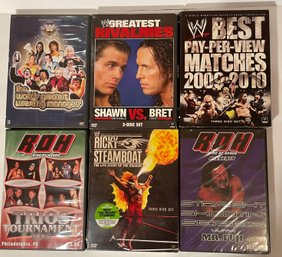 Lot Of 6 Vintage Wrestling DVDs- 2 New Sealed