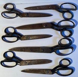 7 Pairs Of Vintage Large Pinking Shears / Scissors - Mostly Or All Wiss