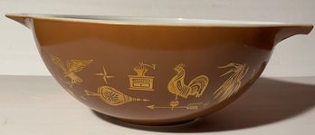 Vintage Pyrex Early American Cinderella 4qt Mixing Bowl #444 Gold On Brown