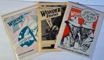 3 Vintage Sci-fi Ephemera Worldcon Wonder Stories Rare Booklets In Plastic 1970s/1980s