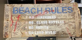 Vintage BEACH RULES Sign - 34'x 18'