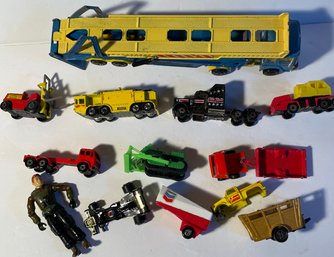 Lot Of Toy Cars, Parts & Truck & A GI Joe Figure - See Pics For Truck, Cars And Pieces/parts Parts