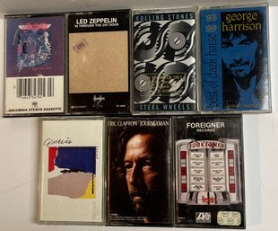 Lot Of 7 Classic Rock Cassettes Zeppelin, Aerosmith, Rolling Stones, Clapton Etc