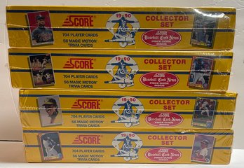 Lot Of 4 -1990 Score Collectors Set Complete Factory Sealed Sets - 704 Cards & Magic Motion Trivia