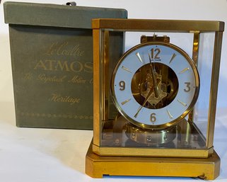 Mid-Century Vintage 1950s LeCoultre Atmos Heritage Perpetual Motion Clock In Original Box & Materials