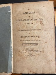 Rare Historic 1800 Book 'An Answer To Alexander Hamilton's Letter Concerning...' By James Cheetham READ!