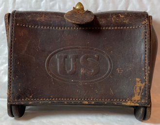 Antique US Army McKeever Leather Cartridge Box/Pouch Marked 'A 8'