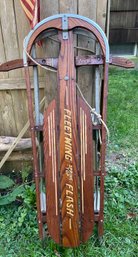 Fleetwing Flash Spring Top 247 Vintage Mid-Century Wood Sled Holiday Decor! Repaired - See Pics.