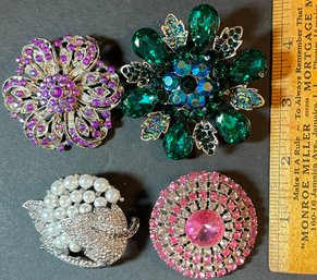Lot Of 4 Designer Brooches - Weiss, Anne Klein, Plus 2 Unsigned - See Pictures
