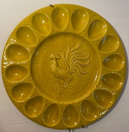 Vintage California Pottery Deviled Egg Plate - Mustard Yellow 12'