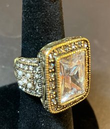 Heidi Daus Ornate Statement Ring With Large Swarovski Crystal - Size 7