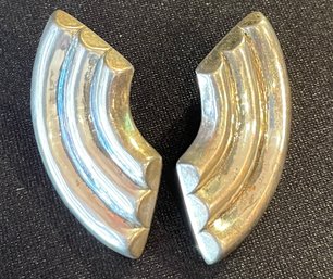 Sterling Silver Art Deco Style Earrings Marked 925 - Hollow 1.5' Each