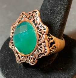 Green Chalcedony Barse Thailand Ring  - Size 12