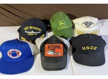 Lot Of 7 Vintage Trucker Hats And Caps - John Deere, NFL, Stihl And More...