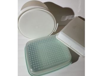 Lot Of 3 Tupperware Containers - Cake Carrier, Marinade Tenderizer, Sheer Food Storage