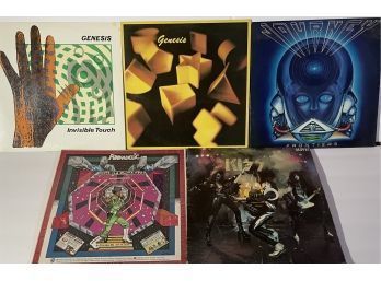 Lot Of 5 Vintage Vinyl Records Kiss, Journey, Genesis   .... 1016
