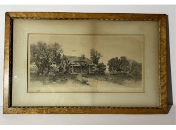 Ernest C. Rost Etching Edgar Allen Poe's Cottage Pencil Signed Late 1800s