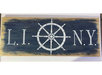 Rustic Nautical Hand-Crafted Long Island Sign 'L.I.   N.Y.'