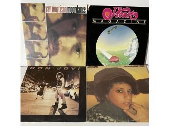 Lot Of 4  Vintage Vinyl Records - Van Morrison, Heart, Bon Jovi, Janis Ian (Demo)