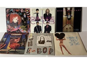 Lot Of 6  Vintage Vinyl Records Prince, Cyndi Lauper, Culture Club, Ronstadt  1011