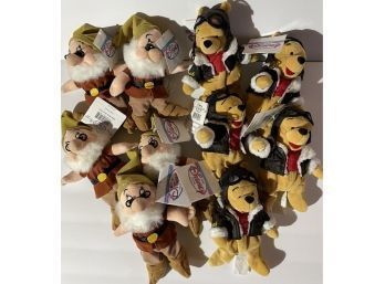 New Disney Plush Reseller Lot Of 10: 5 Pilot Winnie The Pooh & 5 Doc The Dwarf With Tags 8 Inches
