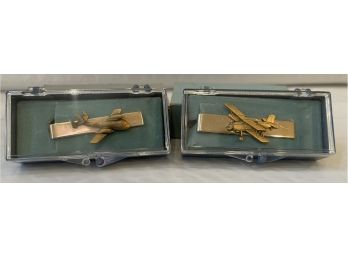 Two (2) L.G. Balfour Grumman United States Air Force/Military Aircraft Tie Bars