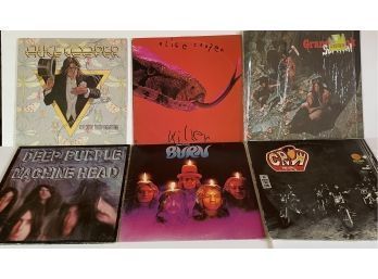 Lot Of  6 Vintage Vinyl Records Deep Purple, Black Crows, Alice Cooper, Grand Funk 1012