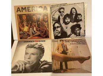 Lot Of 4 Vinyl Records - America, David Bowie, Doobie Brothers, The Graduate
