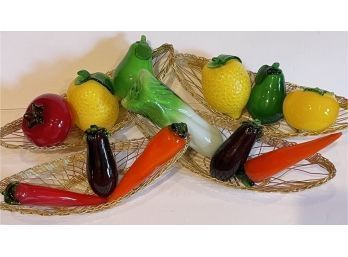 Vintage Murano Style Blown Glass Fruit & Vegetables