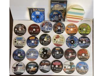 Lot Of 26 Playstation & Playstation 2 Video Game Discs  Carrying Case