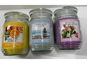 Lot Of 3 Bougie Parfumee Large Scented Candles - Orange Grove, Tranquil Water, Dutch Tulips
