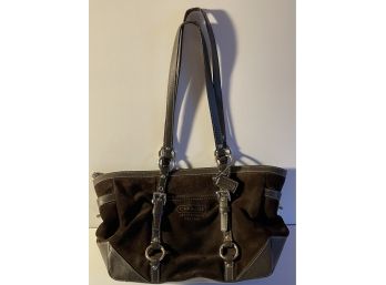 Coach Gallery  Suede Dark Brown Tote Shoulder Bag F12836