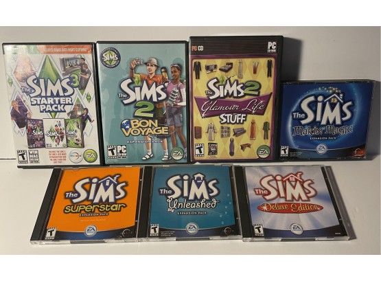 Lot Of 7 SIMS PC Games & Expansion Packs - See Pics For Titles