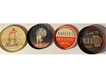 Lot Of 4 Vintage Beer / Bar Trays - Carlsberg, Amstel, Bass Etc