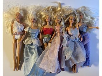 Lot Of 6 Barbie And Other Dolls In Outfits