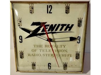 Rare Vintage 1961 PAM Clock Zenith TV, Radio, Stereo Advertising Glass Dome Clock