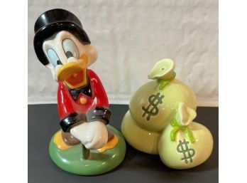 Scrooge McDuck And Money Bags NE DISNEY Vintage Salt And Pepper Shakers