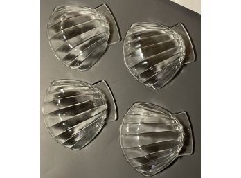 Vintage Pyrex #435 Set Of 4 Sovirel France Scallop Glass Dishes