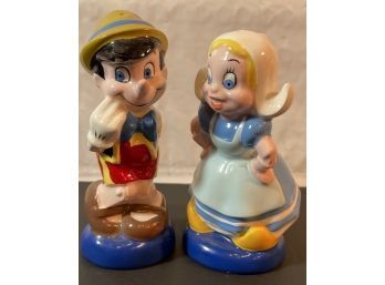DISNEY Salt And Pepper Shakers -  Dancing Pinocchio And Puppet Dutch Girl