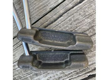 2 Vintage Ping Golf Bronze Collectible Putters - Both KUSHIN Model - Phoenix Zip And Slotted