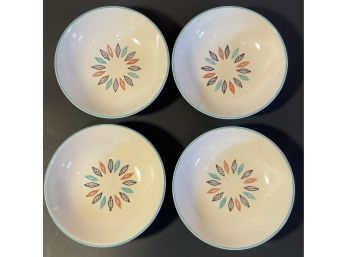 1950s Mid Century Set Of 4 Marcrest Nordic Leaf Feather 5.5' Bowls Made In America.