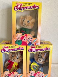 Lot Of 3 - Ideal The Chipmunks Plush In Box